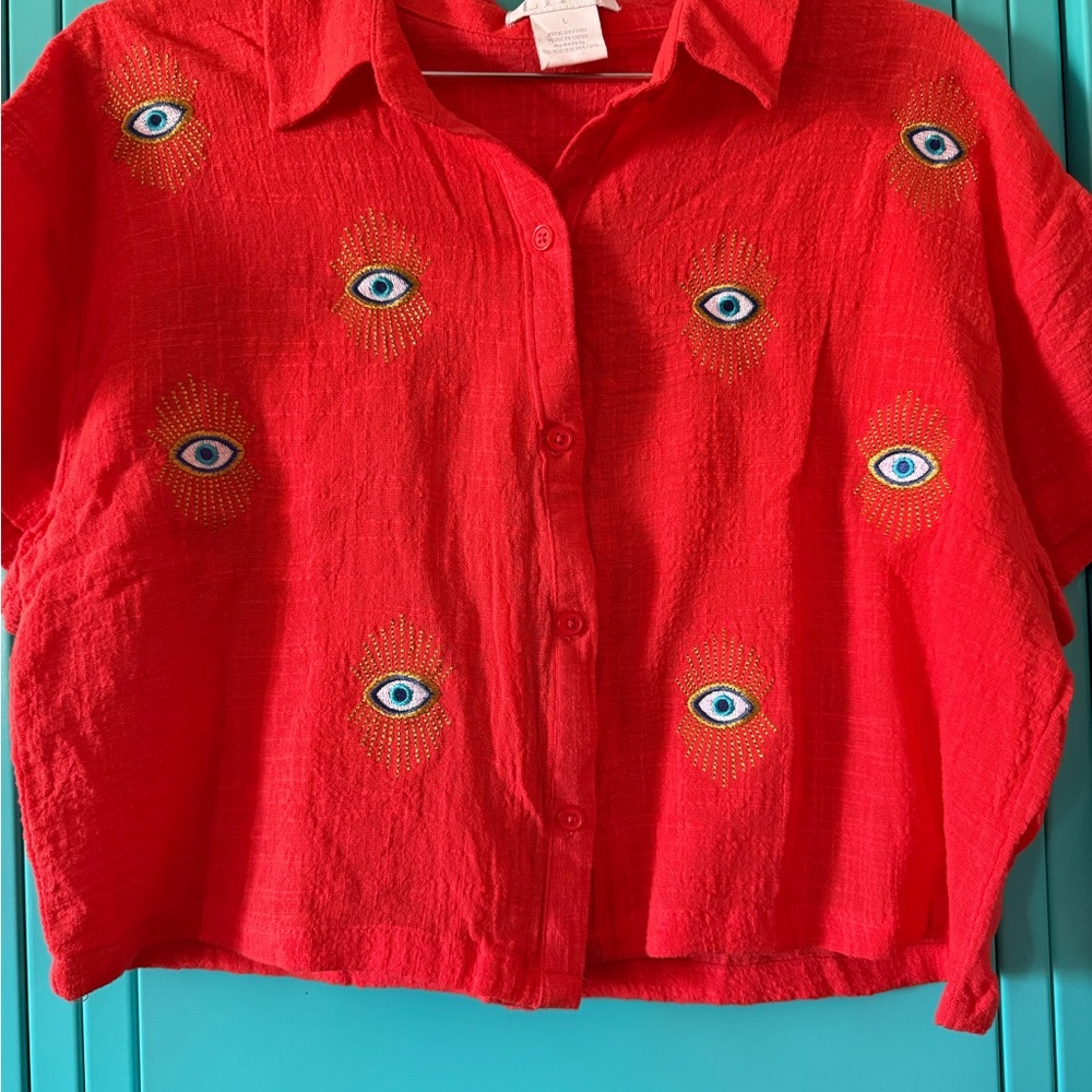 Red Embroidered Shirt - Picture 2 of 3